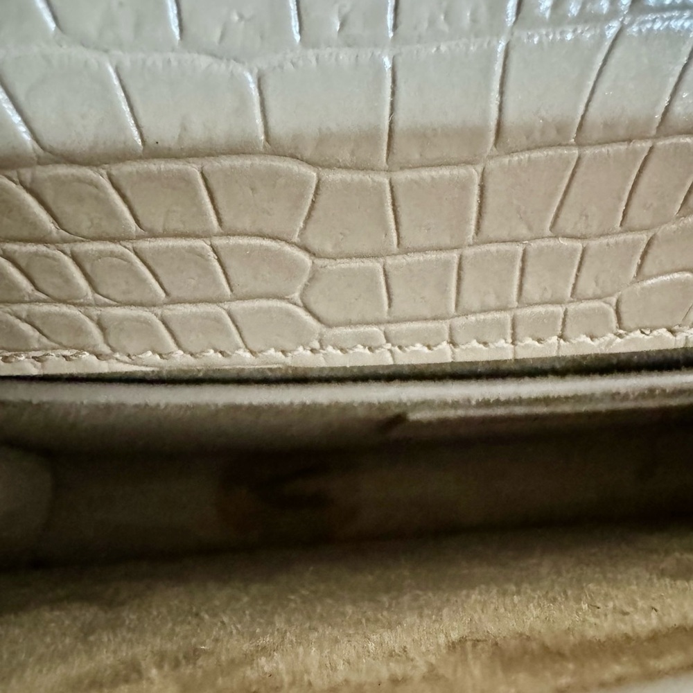 Saint Laurent Sunset Medium Croc-Embossed Leather Shoulder Bag in Dark Beige - Picture 15 of 16